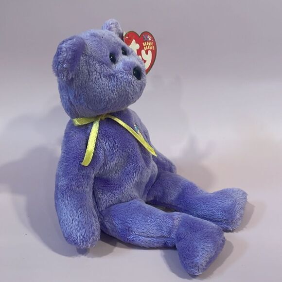 Ty 10 years Beanie Baby 2002 Eggs III The Bear Purple & Yellow Bear EUC NWT 9” - Picture 4 of 10